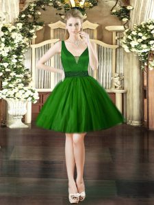  Mini Length Ball Gowns Sleeveless Dark Green Lace Up
