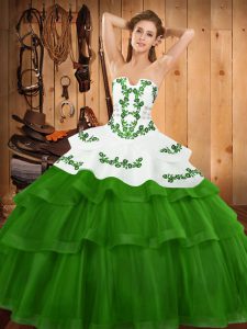 Best Green Sweet 16 Quinceanera Dress Strapless Sleeveless Sweep Train Lace Up