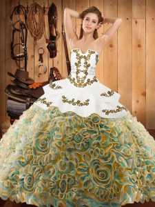 Free and Easy Multi-color Sleeveless Sweep Train Embroidery With Train Sweet 16 Dresses