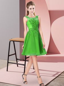  Scoop Sleeveless Damas Dress Knee Length Appliques Green Chiffon
