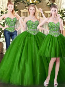  Sleeveless Lace Up Floor Length Beading Quince Ball Gowns