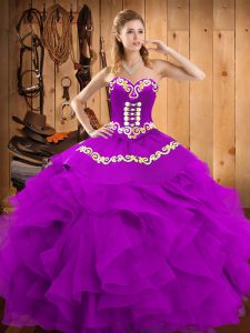  Floor Length Ball Gowns Sleeveless Eggplant Purple Quinceanera Dress Lace Up