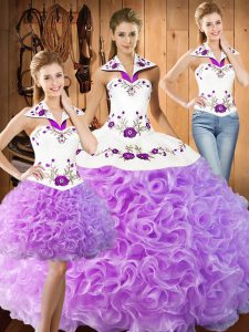  Lilac Lace Up Quinceanera Dresses Embroidery Sleeveless Floor Length