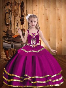  Floor Length Ball Gowns Sleeveless Fuchsia Girls Pageant Dresses Lace Up