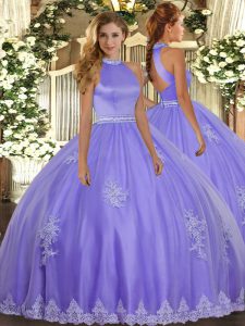  Halter Top Sleeveless Backless Sweet 16 Dresses Lavender Tulle