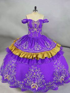 Simple Lace Up Sweet 16 Dresses Purple for Sweet 16 and Quinceanera with Embroidery