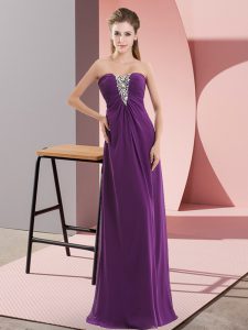 Edgy Sweetheart Sleeveless Zipper Prom Party Dress Dark Purple Chiffon