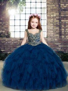  Straps Sleeveless Little Girls Pageant Dress Wholesale Beading and Ruffles Lace Up