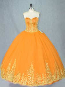  Floor Length Gold Quince Ball Gowns Sweetheart Sleeveless Lace Up