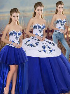  Floor Length Royal Blue Ball Gown Prom Dress Sweetheart Sleeveless Lace Up