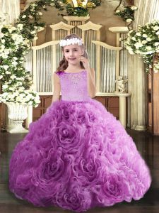 Custom Designed Beading Little Girl Pageant Dress Lilac Zipper Sleeveless Floor Length