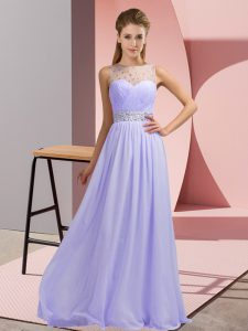 Elegant Lavender Sleeveless Chiffon Backless Dress for Prom for Prom and Party