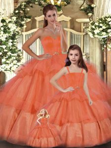 Beauteous Sleeveless Ruffled Layers Lace Up Quinceanera Gowns