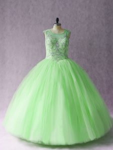 Noble Sleeveless Tulle Lace Up Sweet 16 Dresses for Sweet 16 and Quinceanera