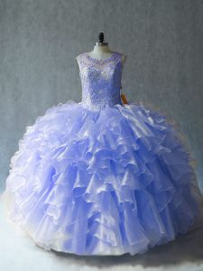Trendy Sleeveless Beading and Ruffles Lace Up Quinceanera Dress