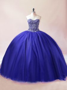 Sweet Floor Length Ball Gowns Sleeveless Royal Blue 15 Quinceanera Dress Lace Up