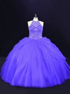  Beading Sweet 16 Dresses Purple Lace Up Sleeveless Floor Length