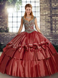  Sleeveless Lace Up Floor Length Beading and Ruffled Layers Vestidos de Quinceanera