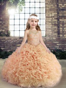 Amazing Sleeveless Beading Lace Up Little Girls Pageant Dress