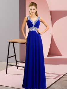  Blue Sleeveless Chiffon Lace Up Homecoming Dress for Prom and Party