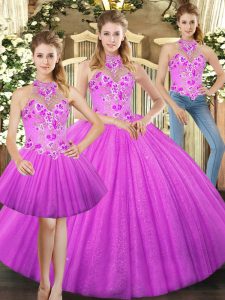 Hot Selling Lilac Sleeveless Embroidery Floor Length Sweet 16 Quinceanera Dress