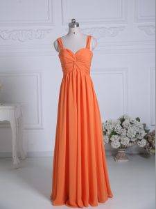 Hot Selling Orange Straps Neckline Ruching Quinceanera Court Dresses Sleeveless Zipper