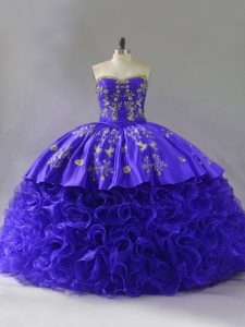  Floor Length Purple Sweet 16 Quinceanera Dress Sweetheart Sleeveless Brush Train Lace Up