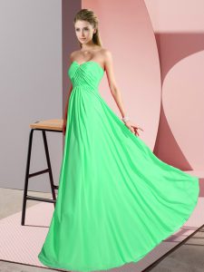  Floor Length Empire Sleeveless Green Lace Up