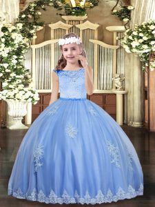  Sleeveless Beading and Appliques Zipper Little Girl Pageant Gowns