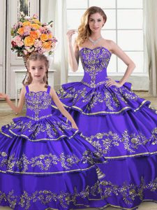 Captivating Sleeveless Embroidery and Ruffled Layers Lace Up Sweet 16 Dress