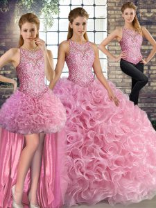 Sleeveless Lace Up Floor Length Beading Quinceanera Dress