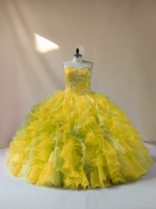 Top Selling Multi-color Sleeveless Beading and Ruffles Floor Length Quinceanera Dresses
