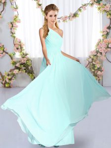 Fashion Blue Sleeveless Chiffon Lace Up Dama Dress for Quinceanera for Wedding Party