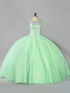 Suitable Apple Green Sweet 16 Dresses Sweet 16 with Sequins Scoop Sleeveless Lace Up