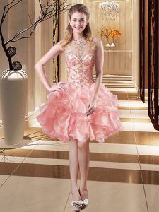  Mini Length Ball Gowns Sleeveless Pink Prom Party Dress Lace Up