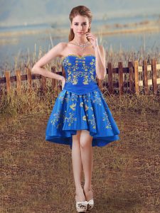 Fashion High Low Royal Blue Prom Party Dress Sweetheart Sleeveless Lace Up