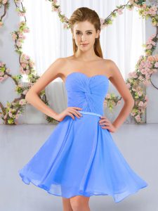  Baby Blue Sweetheart Lace Up Ruching Court Dresses for Sweet 16 Sleeveless