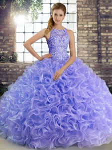 Beauteous Floor Length Lavender Sweet 16 Dresses Scoop Sleeveless Lace Up