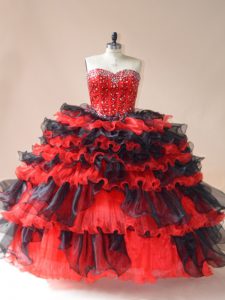 Adorable Sleeveless Beading and Ruffled Layers Lace Up Quinceanera Gowns