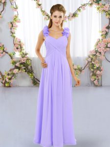 Great Empire Damas Dress Lavender Straps Chiffon Sleeveless Floor Length Lace Up