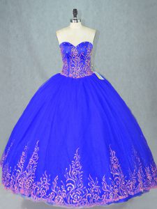 Attractive Blue Sweetheart Lace Up Beading Sweet 16 Dress Sleeveless