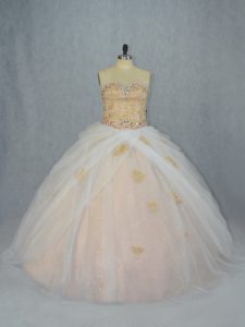  Champagne 15th Birthday Dress Sweetheart Sleeveless Lace Up
