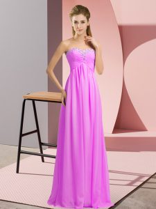  Chiffon Sweetheart Sleeveless Lace Up Beading Prom Dress in Lilac