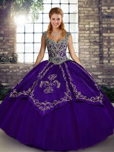 Modest Sleeveless Beading and Embroidery Lace Up Quince Ball Gowns