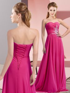 Free and Easy Chiffon Sleeveless Floor Length Prom Dress and Beading and Ruching