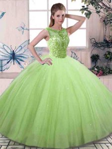  Scoop Sleeveless Lace Up 15 Quinceanera Dress Tulle