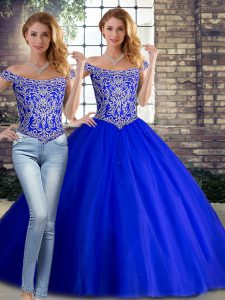  Tulle Sleeveless Quinceanera Dresses Brush Train and Beading