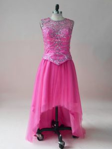 Wonderful Sleeveless High Low Beading Dress for Prom