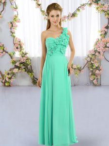  Turquoise Sleeveless Chiffon Lace Up Quinceanera Dama Dress for Wedding Party