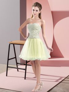 Extravagant Yellow Green Sweetheart Neckline Beading Prom Party Dress Sleeveless Zipper